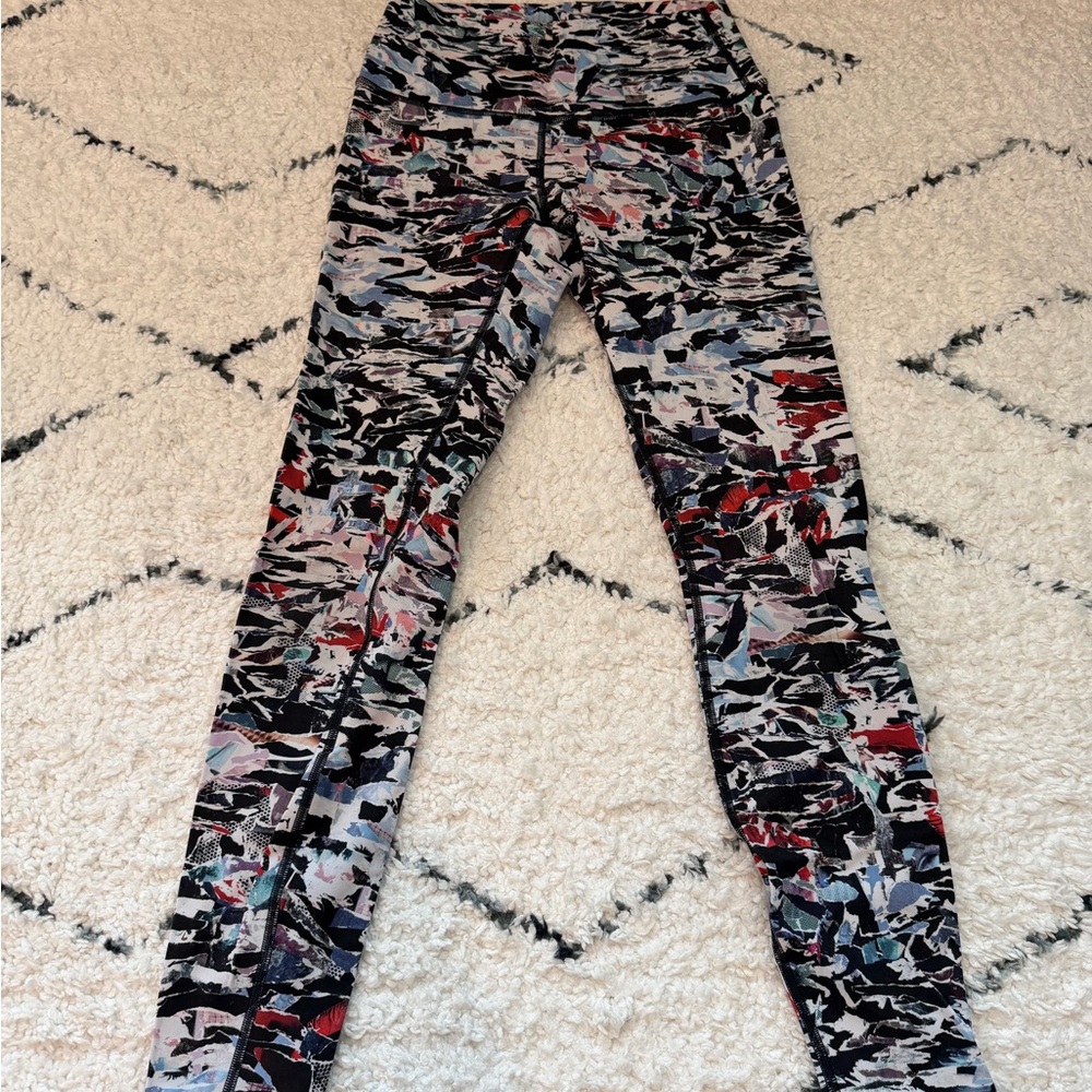 Lululemon Athletica Black and Red Patterned Leggings